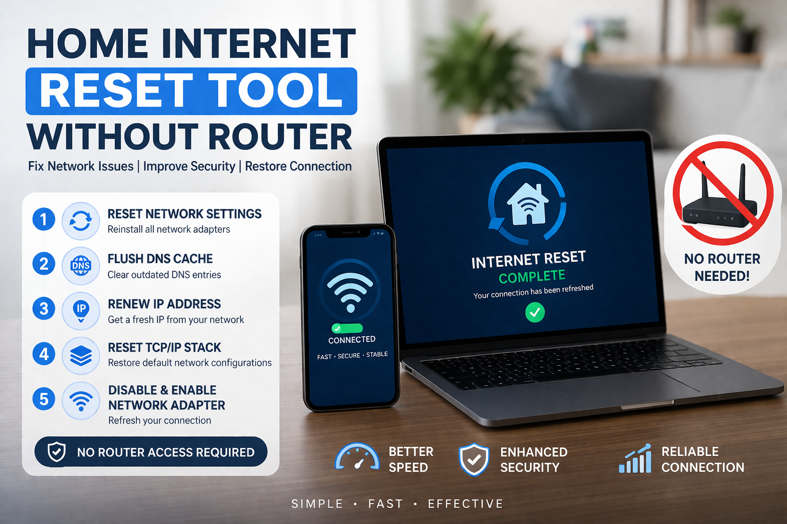 Home Internet Reset Tool Without Router